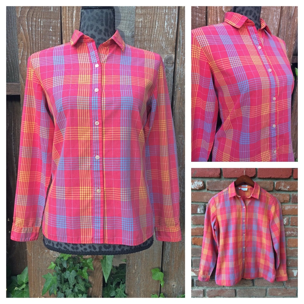 Levi Vintage Strauss Dark Pink Plaid Blouse - Size 12